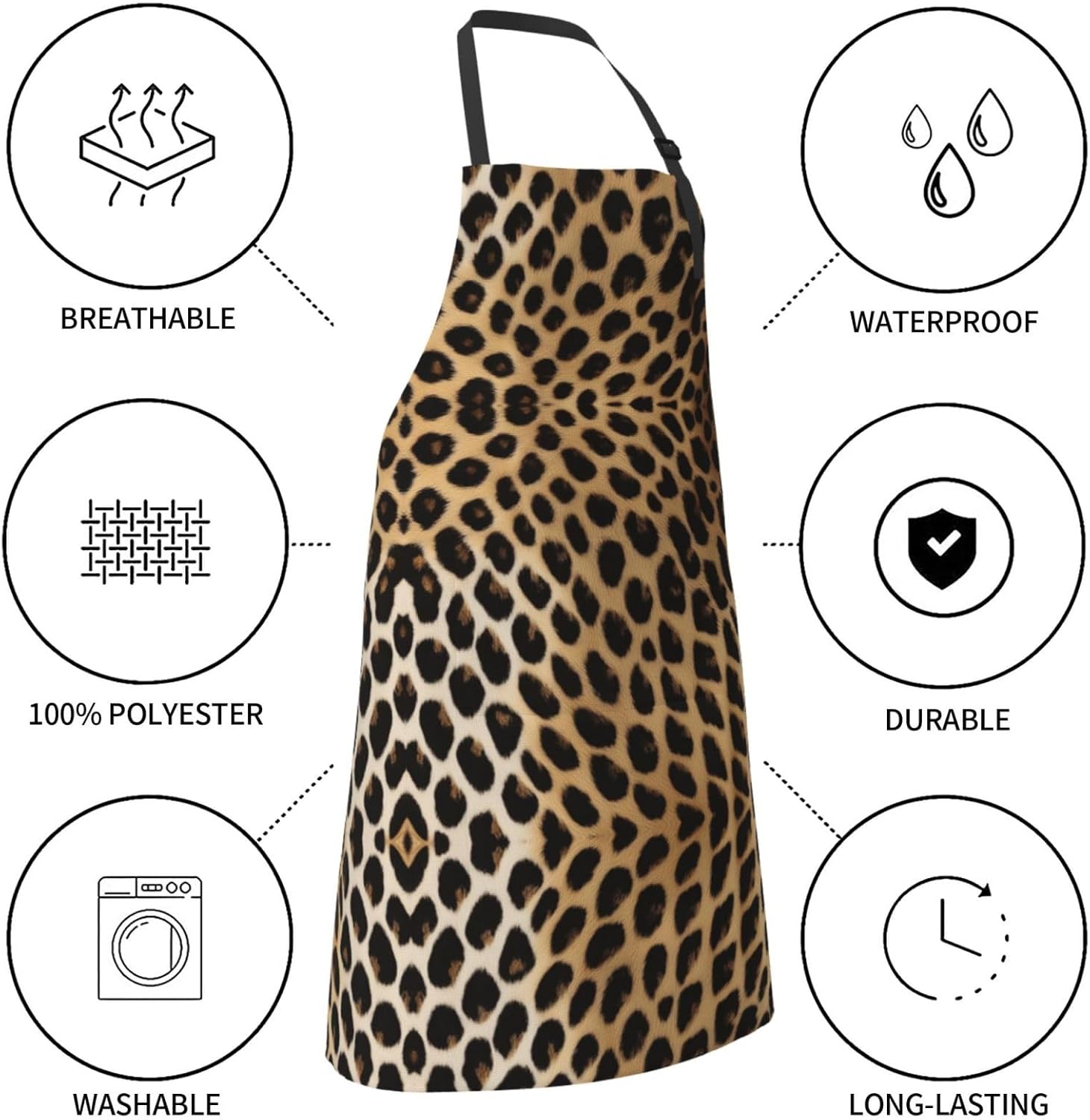 YANYU Leopard Print Print 28x33 In Kitchen Apron Stylish Chef Apron wi