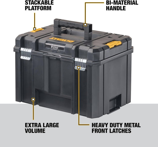 DEWALT TSTAK Tool Box, Extra Large Design, Removable Tray for Easy Acc