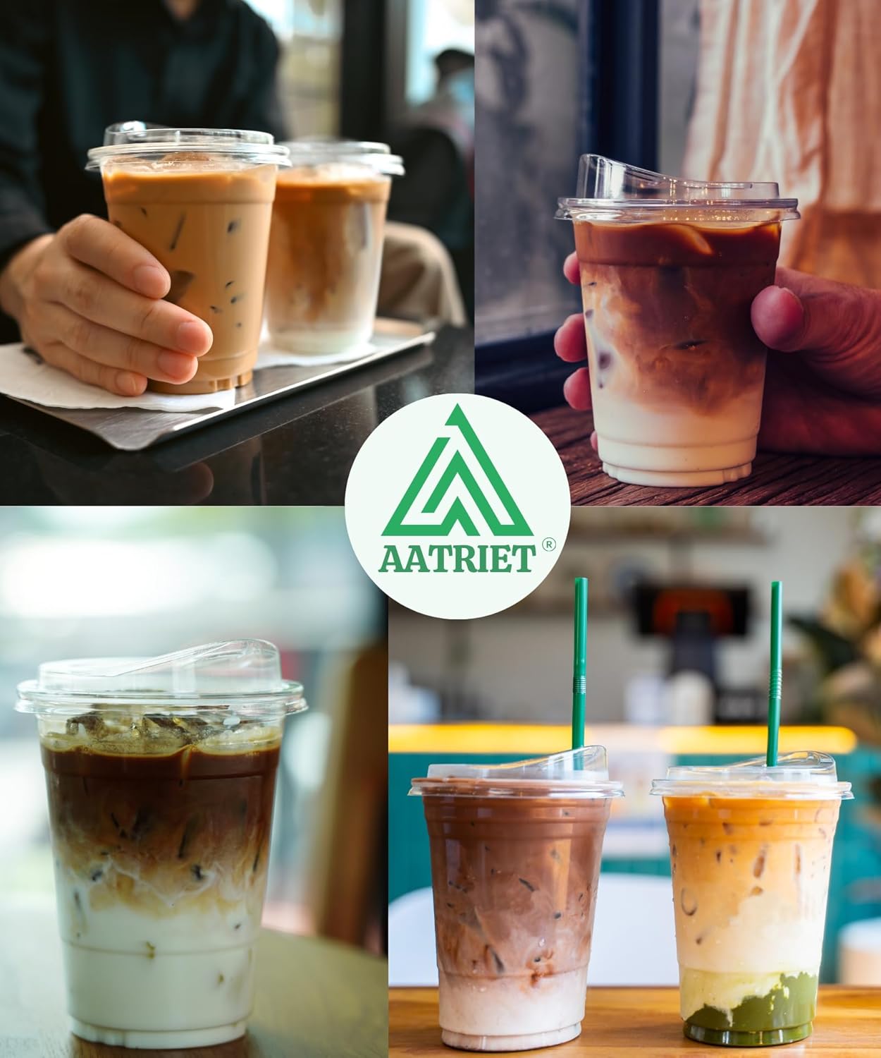 16 oz Clear Plastic Cups with Strawless-Sip-Lids, 25 Sets Disposable Cup Plastic Iced Coffee Cups, To Go Cup with Sip Through Lids for Smoothie, Milkshake, Cold Drinks for Party, Wedding, Event