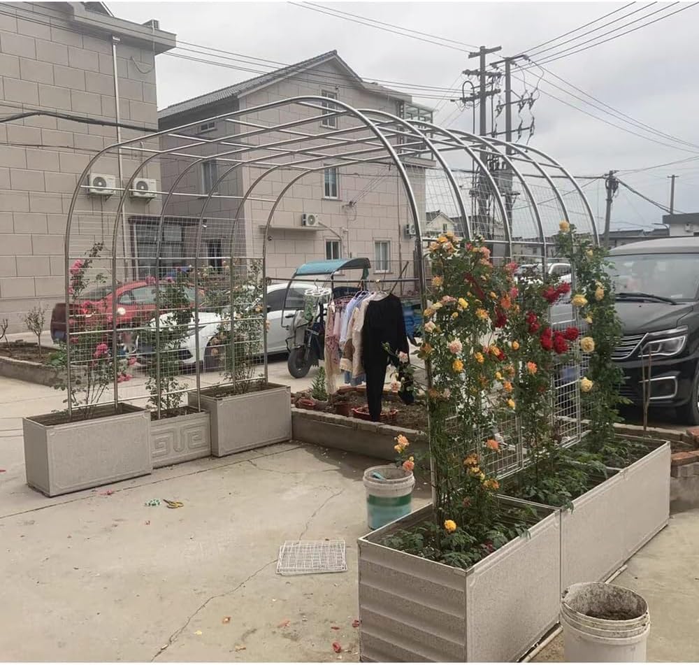 Heavy Duty Stainless Steel Garden Arbor Archway for Climbing Roses & Plants, Outdoor Trellis Pergola Support, Durable 3x2.4m (9.8x7.9ft) Garden Feature