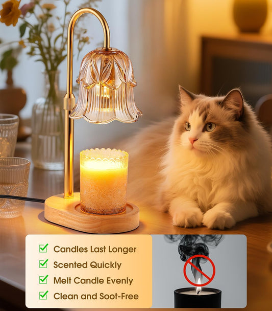 Candle Warmer Lamp Adjustable Timer - Electric Flower Glass Candles Wa