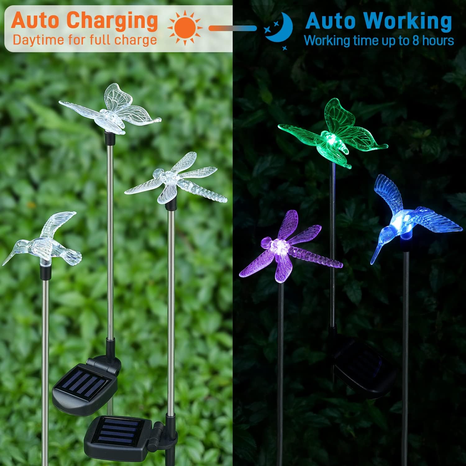 OxyLED Solar Garden Stake Lights 6 Pack Outdoor LED Figurine Lighting 
