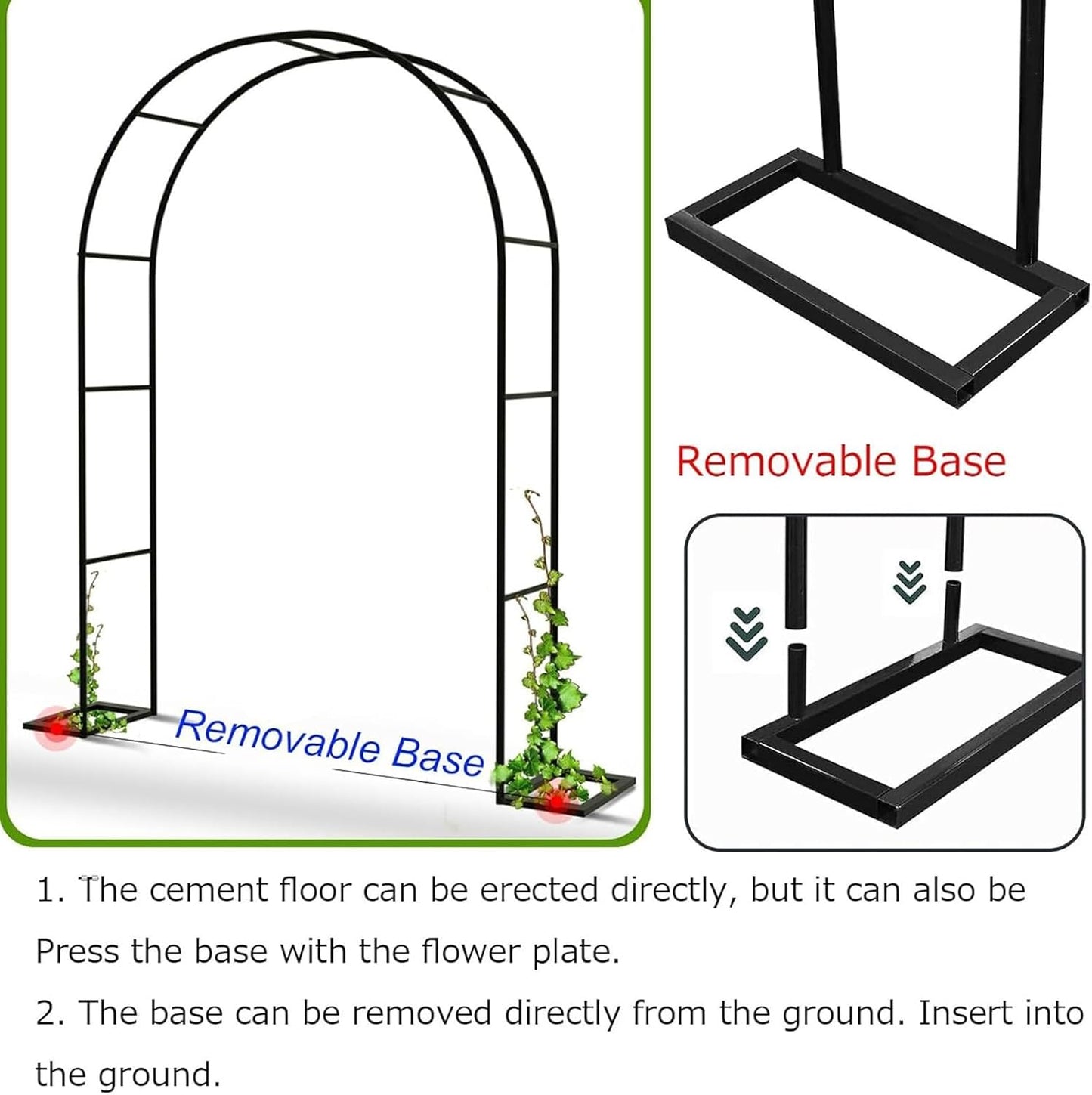 Sturdy Metal Garden Trellis Arch for Climbing Plants, Outdoor Arbor Archway for Weddings & Parties, Durable Steel Structure, White, 1.8x2.5x0.4m