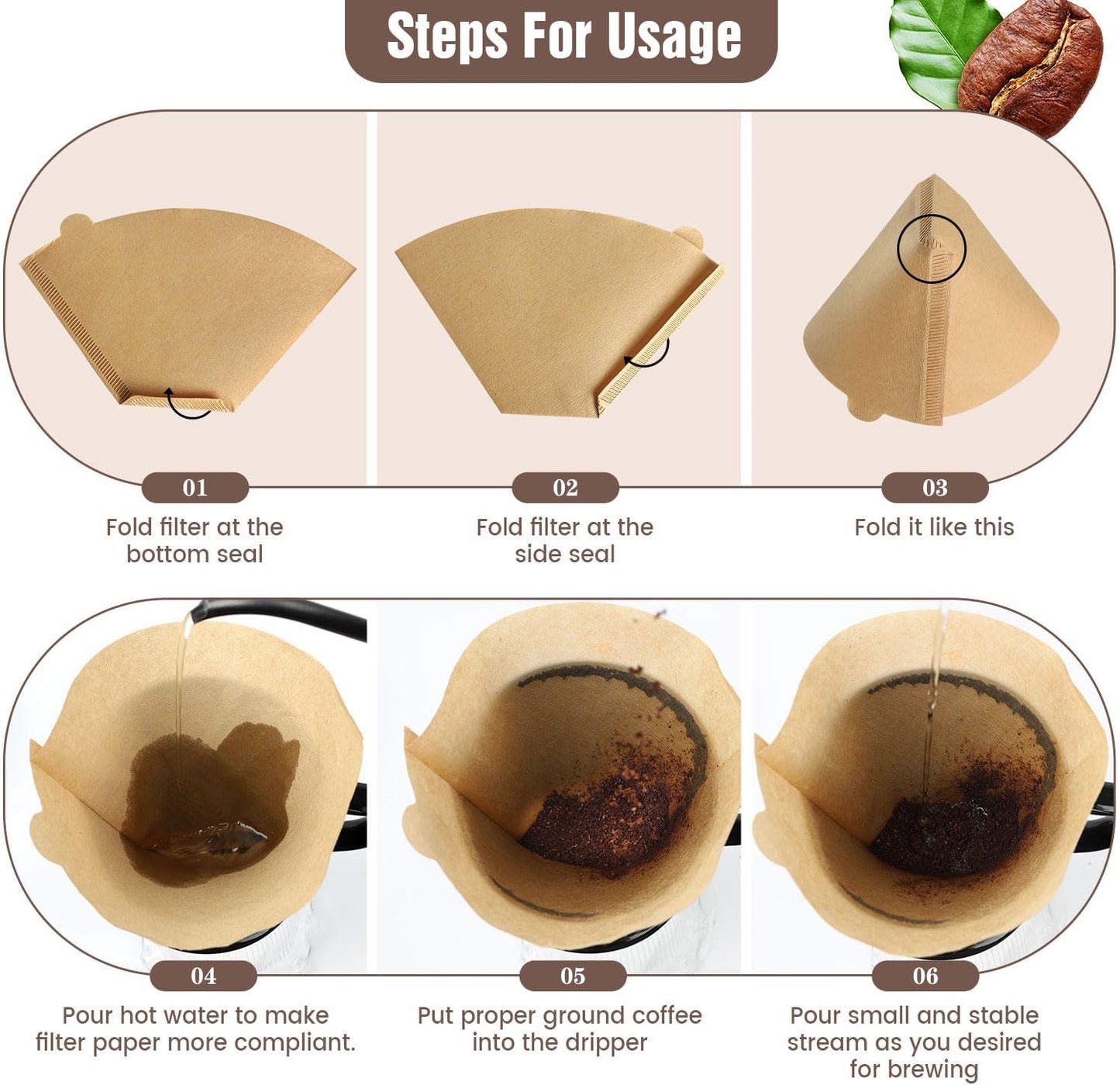 200Pcs Cone Coffee Filters #4, Clinuse Unbleached Size 04 Coffee Filters 8-12 Cup, Disposable Natural Paper Filters, No.4 Cone Filters Compatible with Ninja, Cuisinart, Pour Over and Drip Coffee Maker