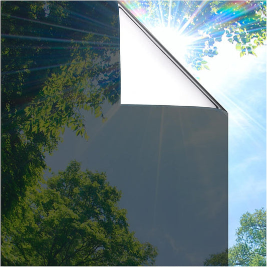 Coavas One Way Privacy Window Film, Heat Control Window Tint for Home, Sun Blocking Reflective Window Film See Out Not in, Anti UV Static Cling for Windows Office Door (Black, 17.5 x 78.7 inches)