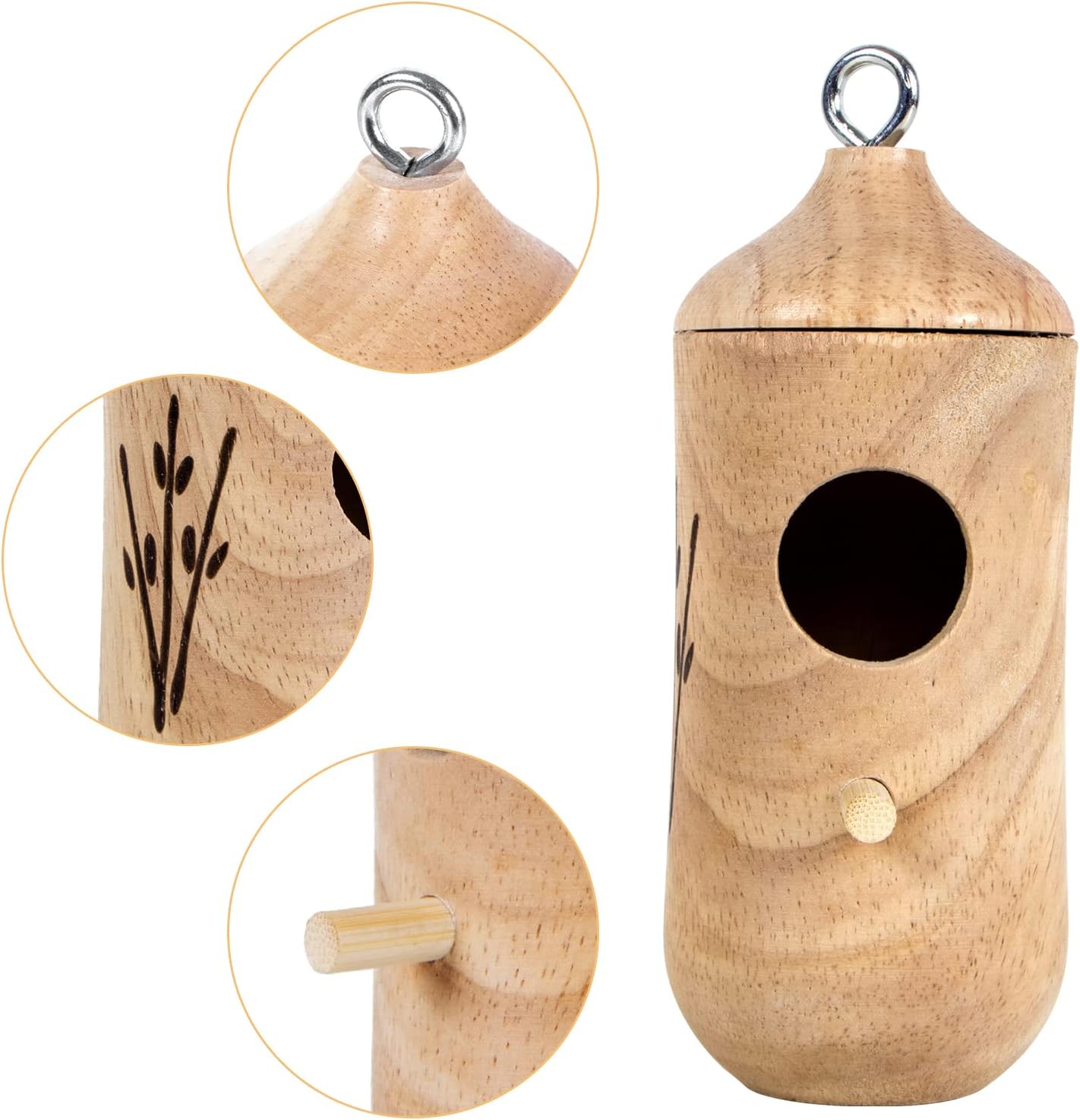 Hummingbird House for Outside Hanging,Wooden Humming Bird Nest 3 Pcs with Hemp Ropes (MI3723)