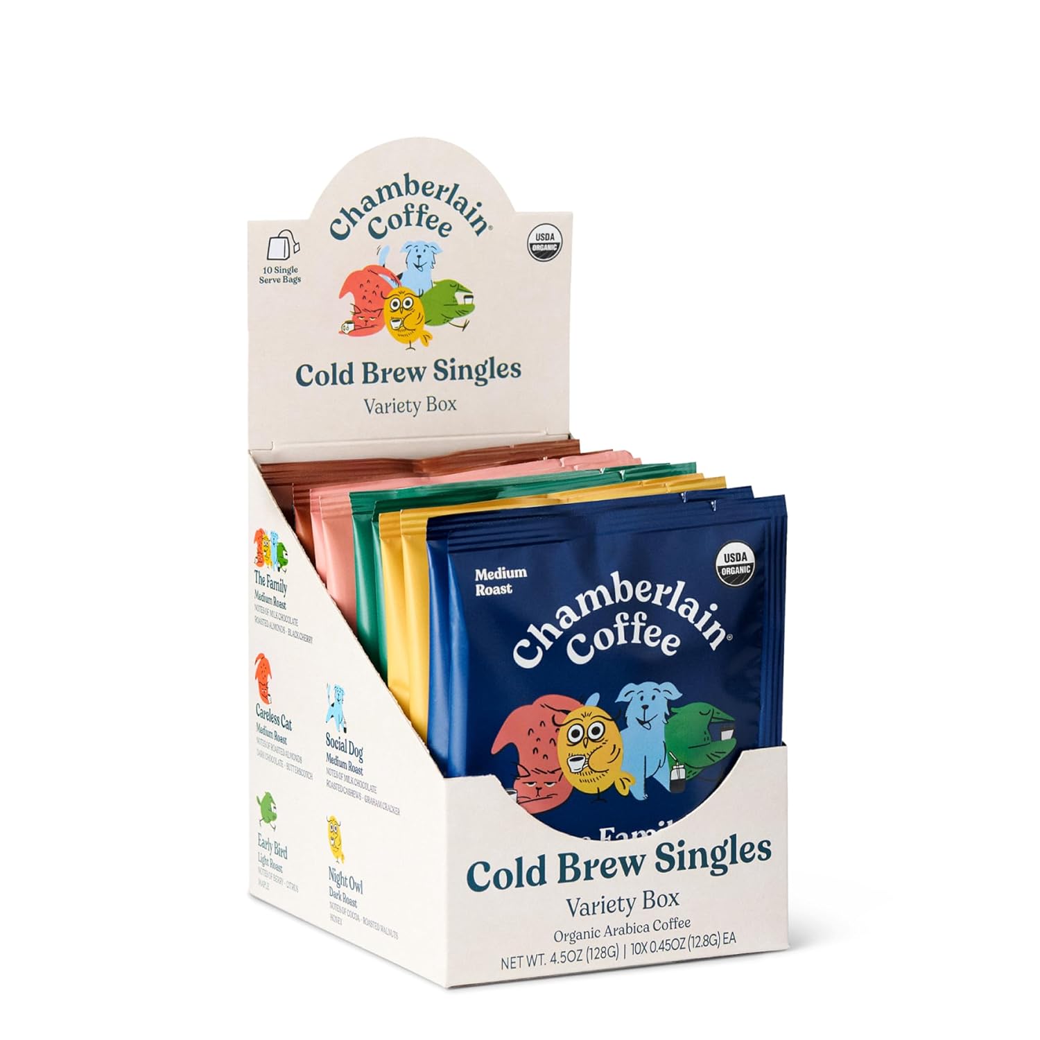 Chamberlain Coffee Organic Variety Cold Brew Singles Medium Roast – 10