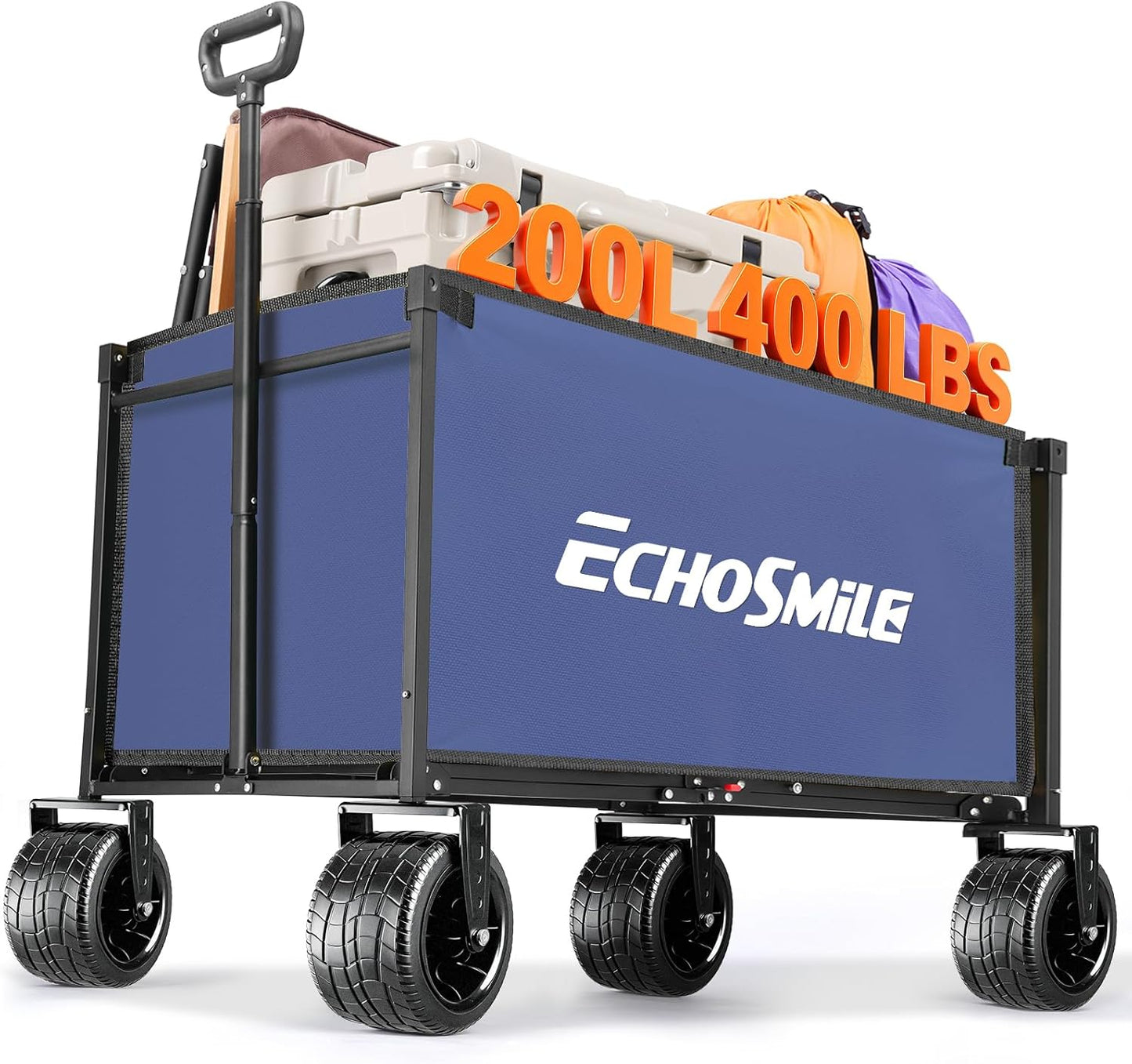 EchoSmile Collapsible Wagon Cart for Camping & Beach - Heavy Duty 400l