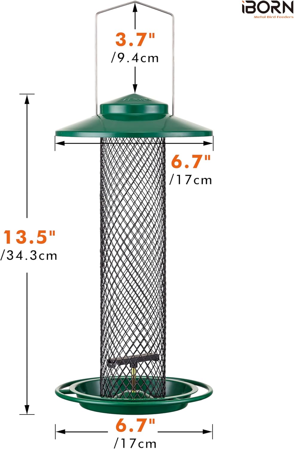 iBorn Peanut Bird Feeder,Sunflower Seed Feeder,13.5 Inch Metal Mesh Tu