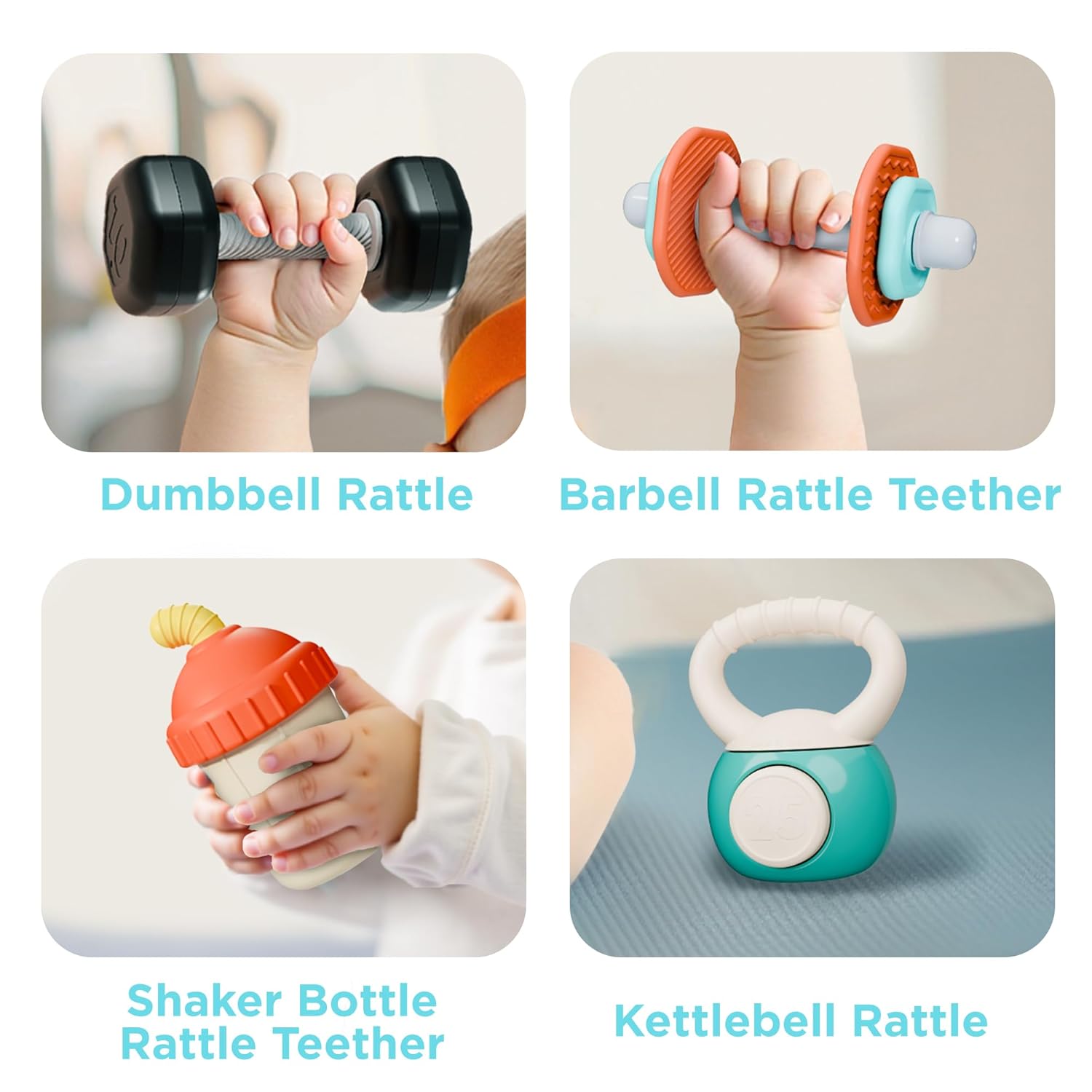 iPlay, iLearn Baby First Gym Rattle Set, Infant Dumbbell Weights Teeth