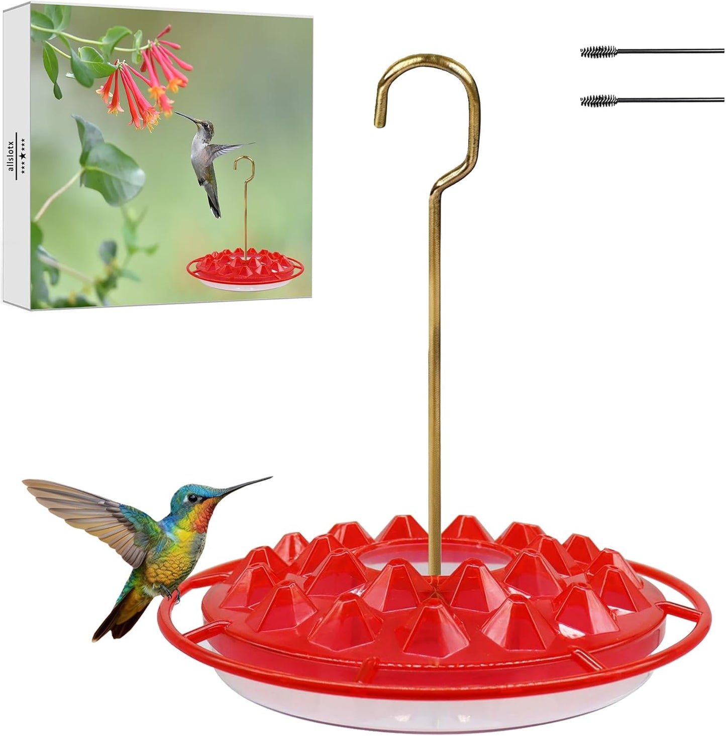 Hummingbird Feeders for Outdoors Hanging - 25 Feeding Ports 10 oz Plas