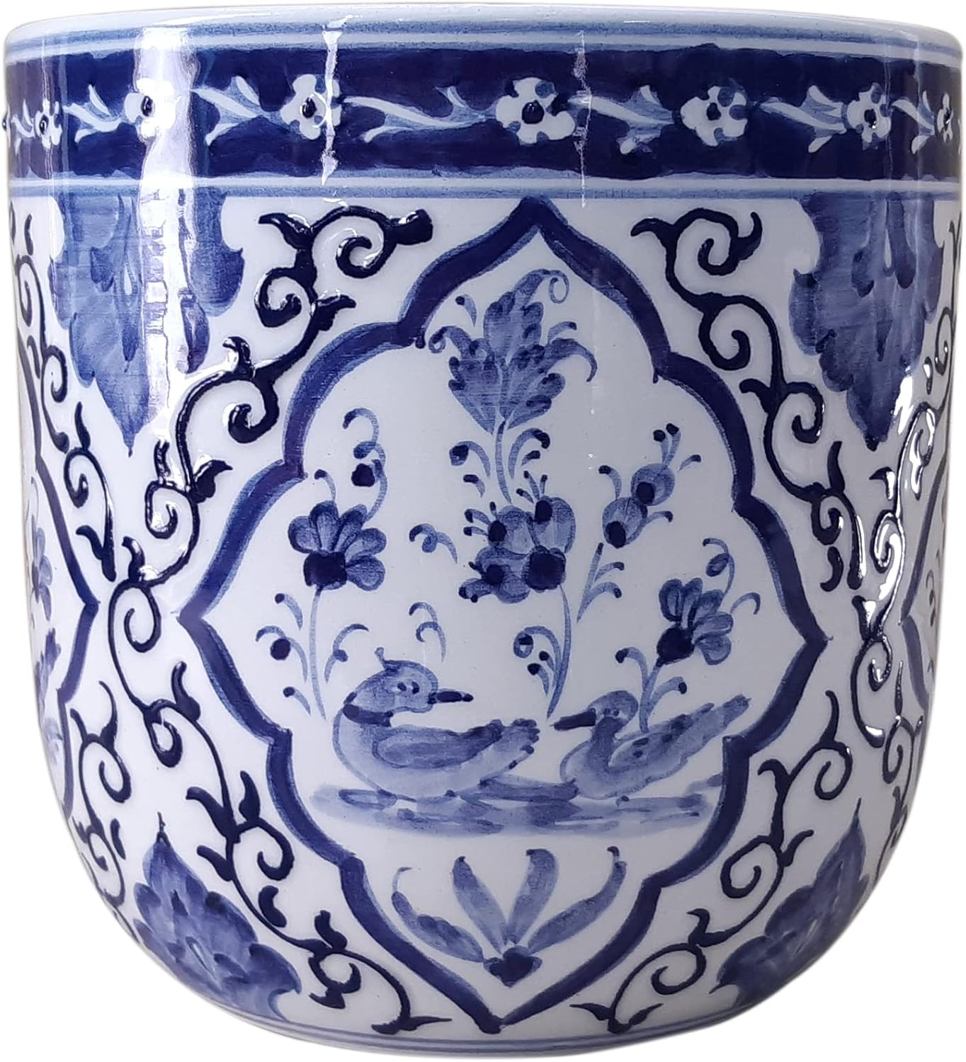 Handmade Ceramic Planter Pot, Chinoiserie Planter Pot, Bleu-Blanc Planter Pot, Blue and White Succulent Pot