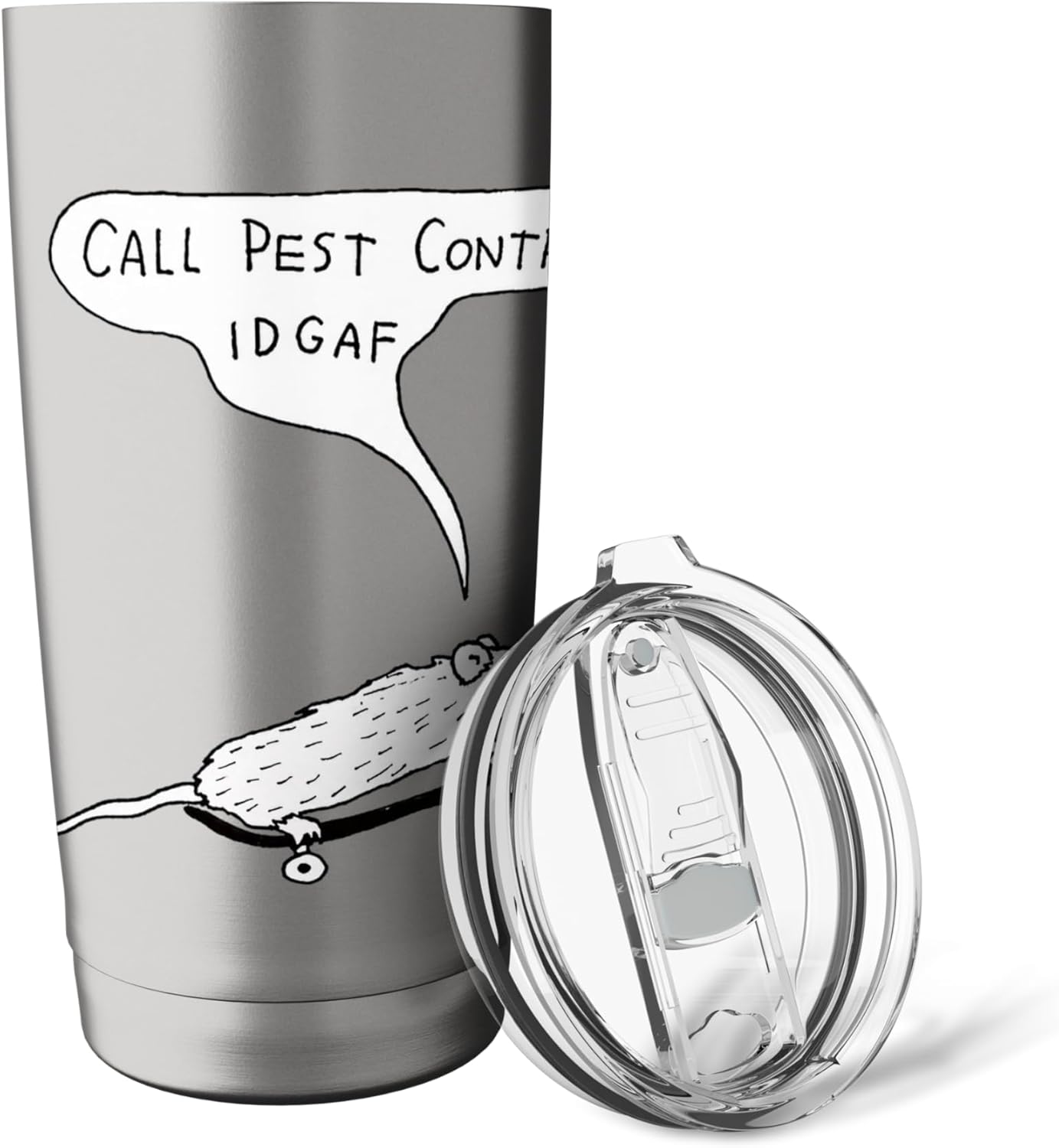Call Pest Control IDGAF Rat Skateboard Stainless Steel Insulated Tumbler