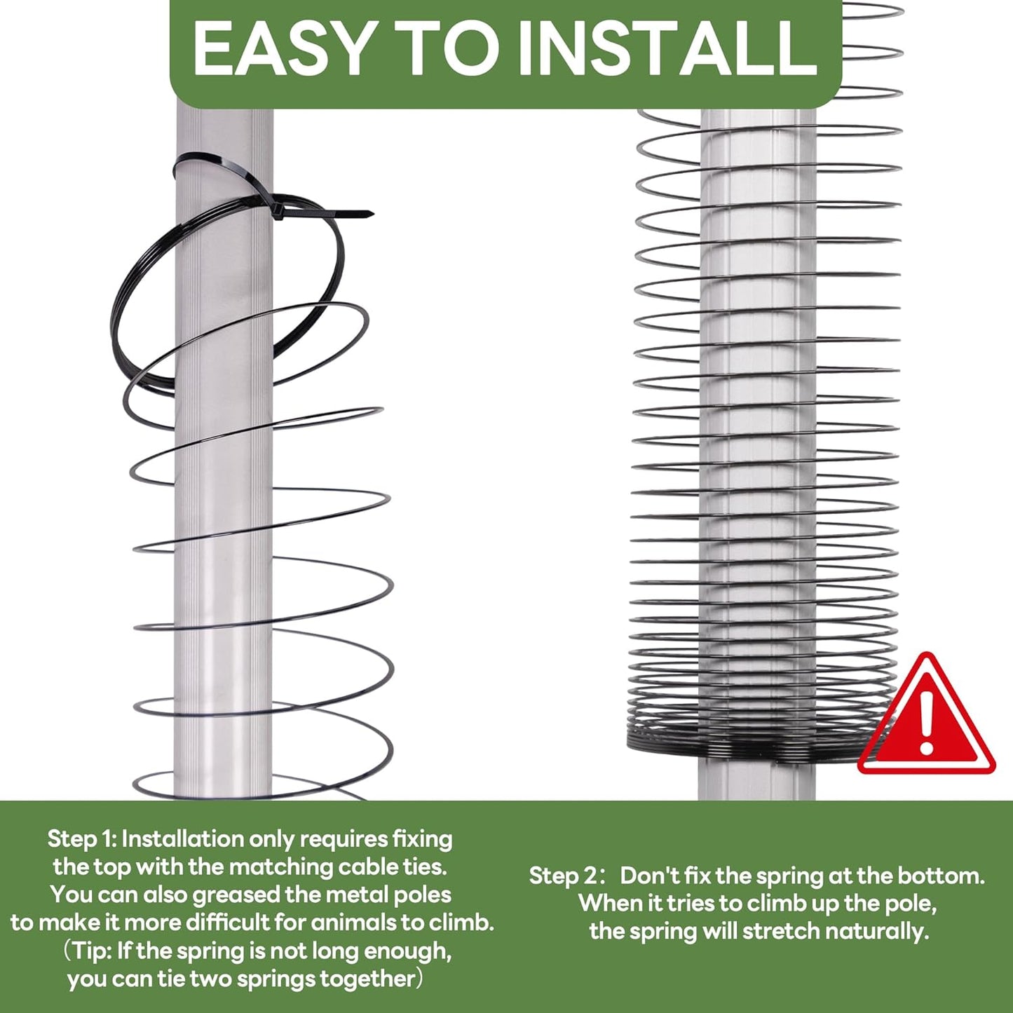 Foneso Squirrel Proof Spring Device 2 PCS, Metal Squirrel Baffle Barri