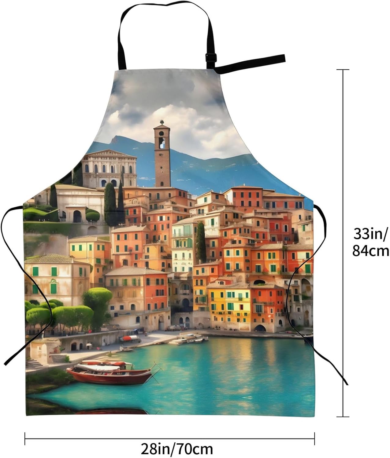 beautiful Italy Print Laundry apron 28x33 In Waterproof Kitchen Apron with Pockets for Cooking Baking