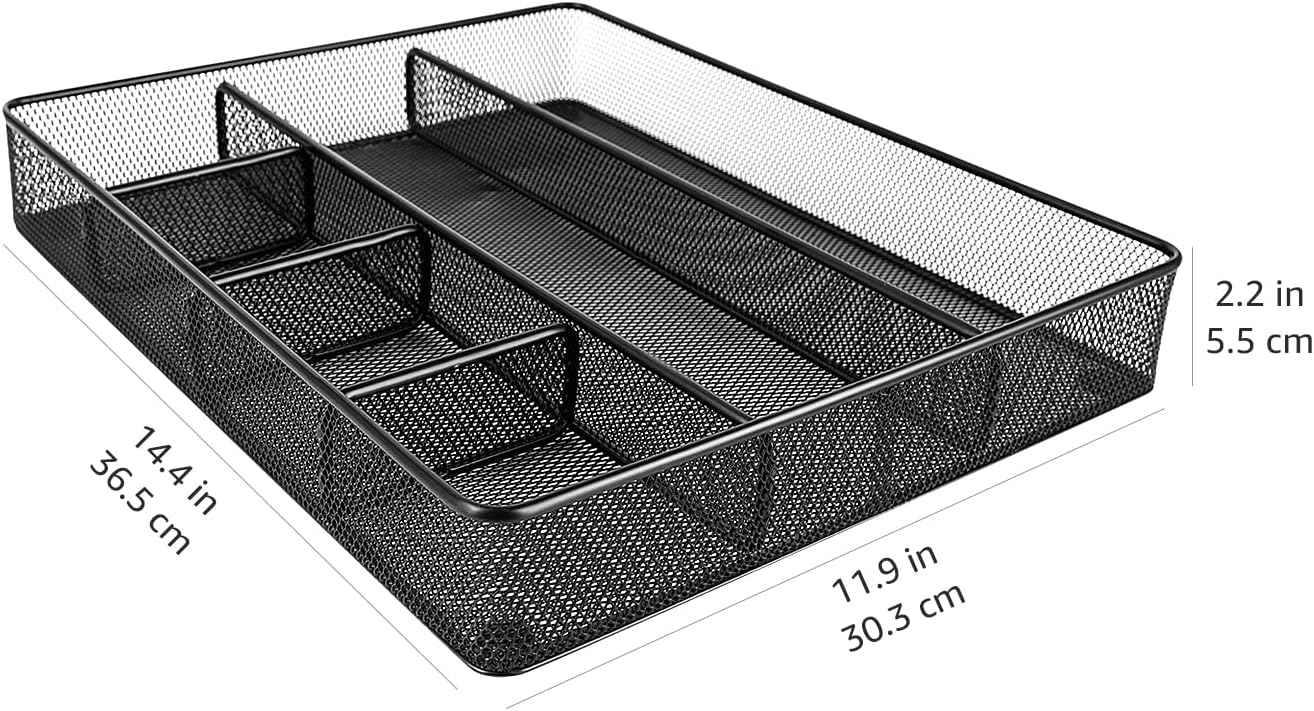 Amazon Basics Metal Mesh Desk Organizer with 6 Compartments, Anti-Slip