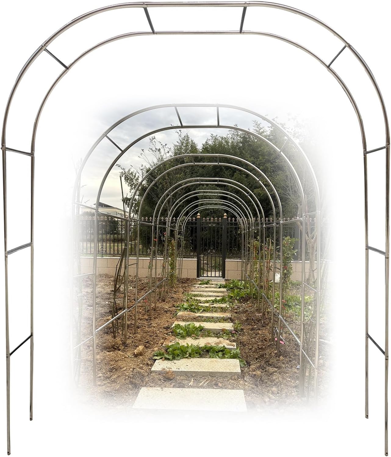 Stainless Steel Garden Arch - Heavy Duty Weatherproof Trellis for Climbing Plants, Roses & Vegetables - 230/240 cm Indoor/Outdoor Support Archway Decor (Size: 1.5 * 2)
