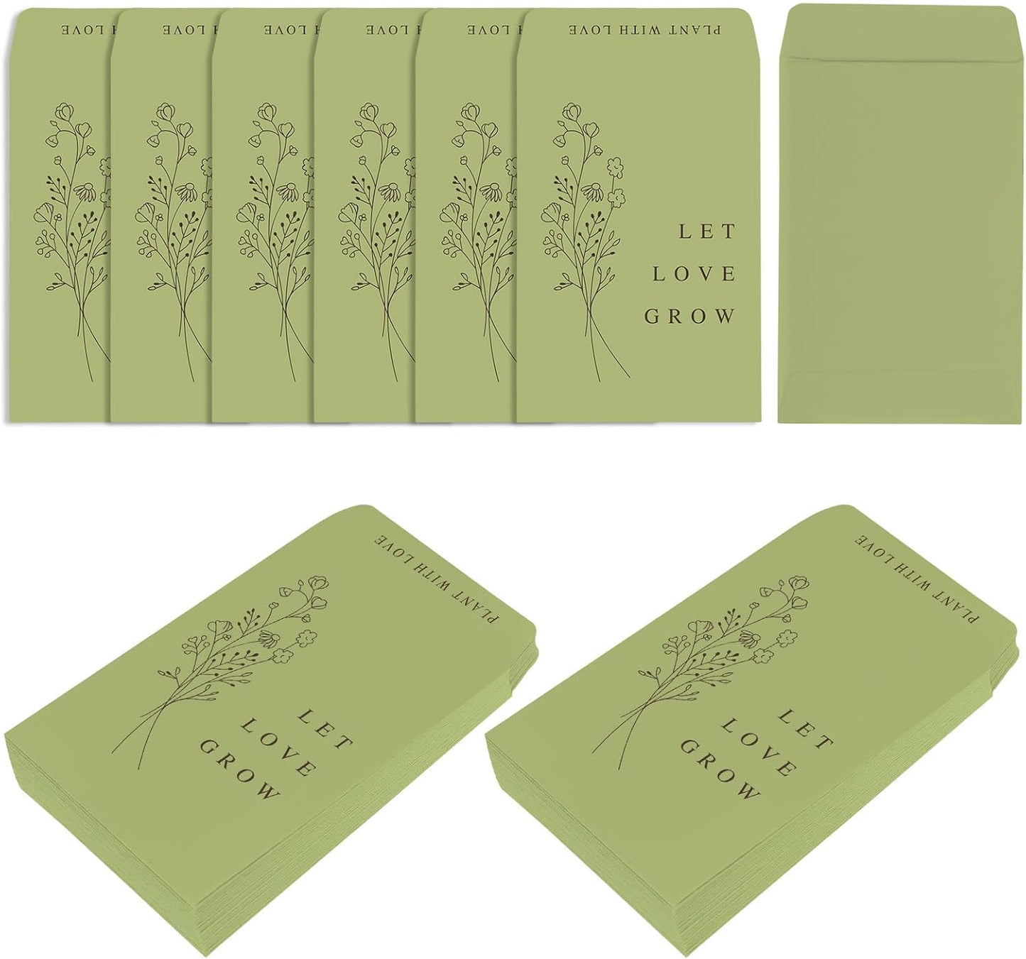 Whaline 200 Pcs Self Adhesive Wedding Favor Seed Packets Let Love Grow
