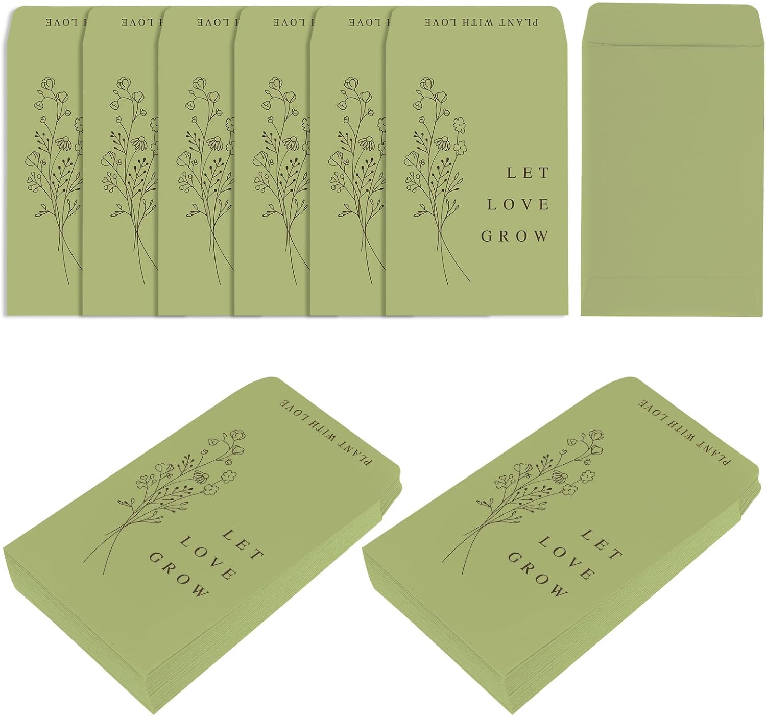 Whaline 200 Pcs Self Adhesive Wedding Favor Seed Packets Let Love Grow
