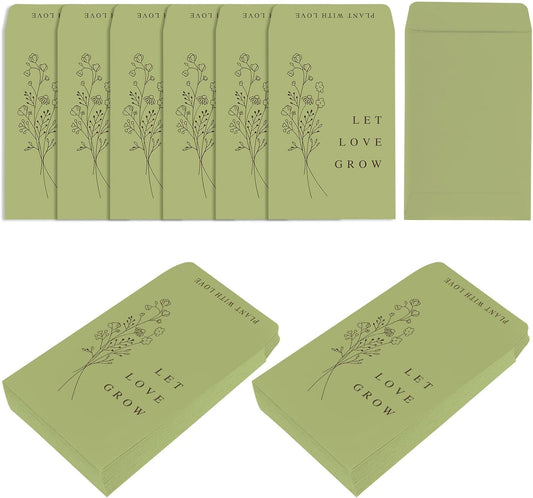 Whaline 200 Pcs Self Adhesive Wedding Favor Seed Packets Let Love Grow