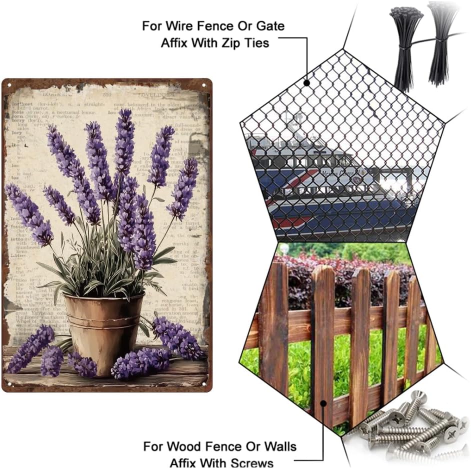 SUPERDANT Lavender Tin Signs Flowers Metal Sign Poster Plants Vintage 