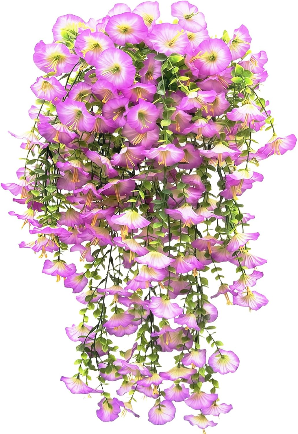 3Pcs Artificial Hanging Flowers for Outdoors UV Resistant Realistic PurpleFaux Petunias Vines for Outside Indoor Planter Porch Patio Yard HomeDecor