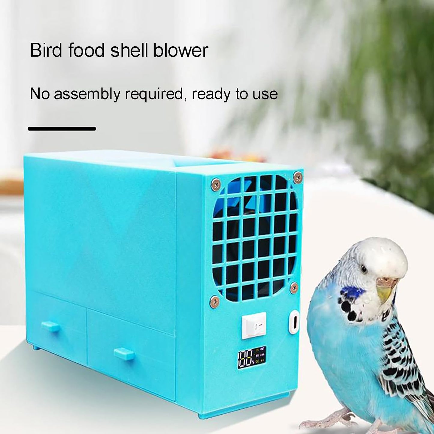 Bird Feed Blown Shell Splitter with Digital Indicator Light, Enlarged Feeding Port, Highly Efficient Interception of Tiny Particles, for Millet, Miscellaneous Grains