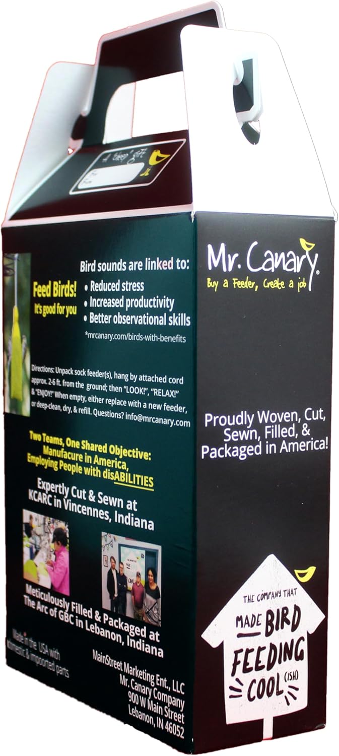 Mr. Canary Yellow 'Pair of Socks' Finch Sock Feeders, 2pk, Seed-Filled