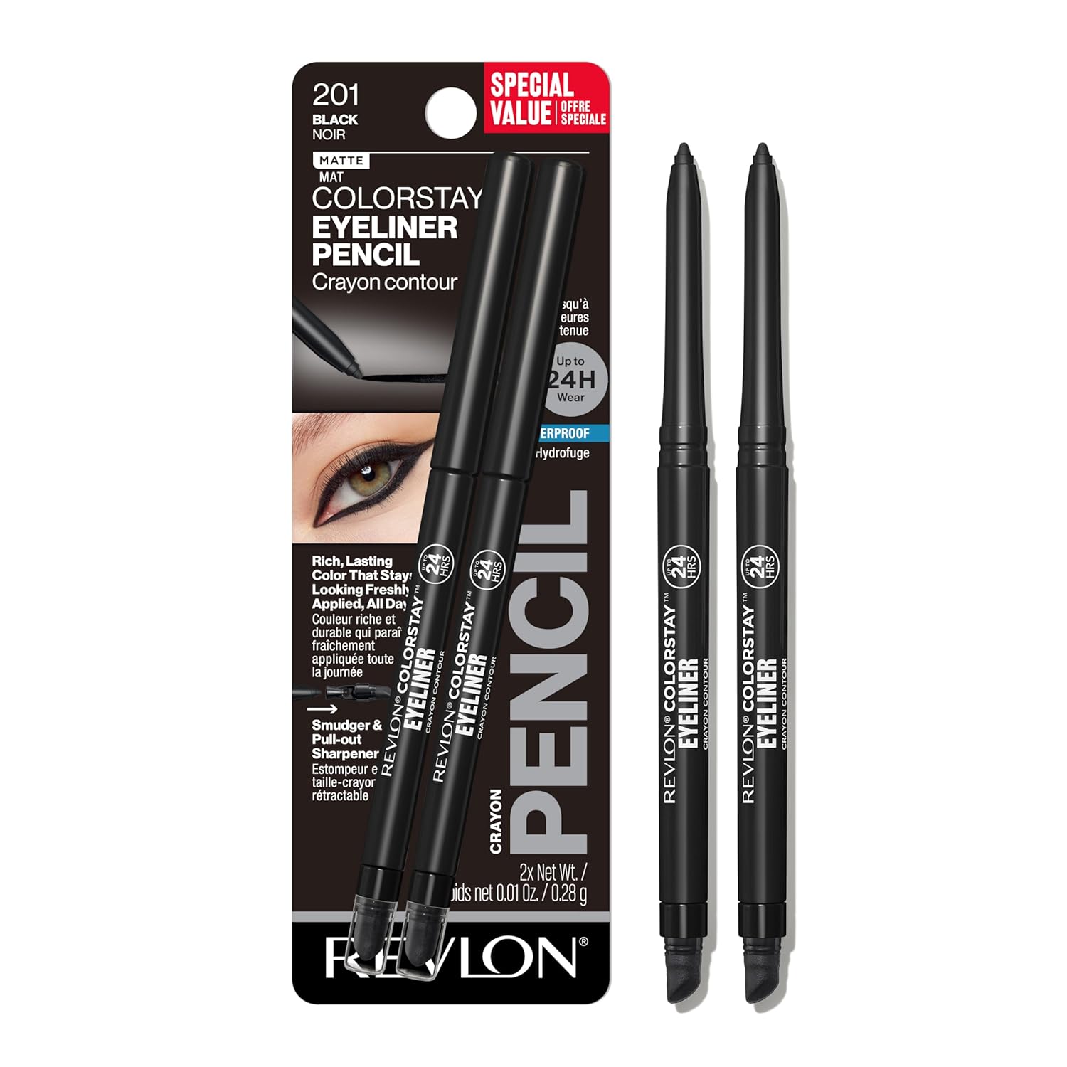 Revlon ColorStay Pencil Waterproof Eyeliner, Smudge-Proof, Eye Makeup 