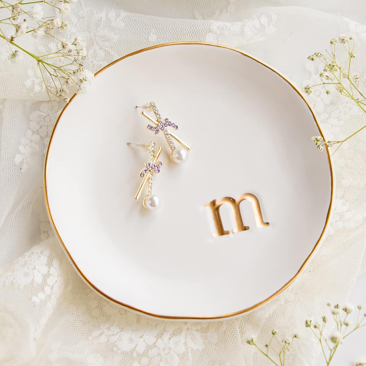 COLLECTIVE HOME - Ceramic Jewelry Tray, Decorative Trinket Dish for Ri