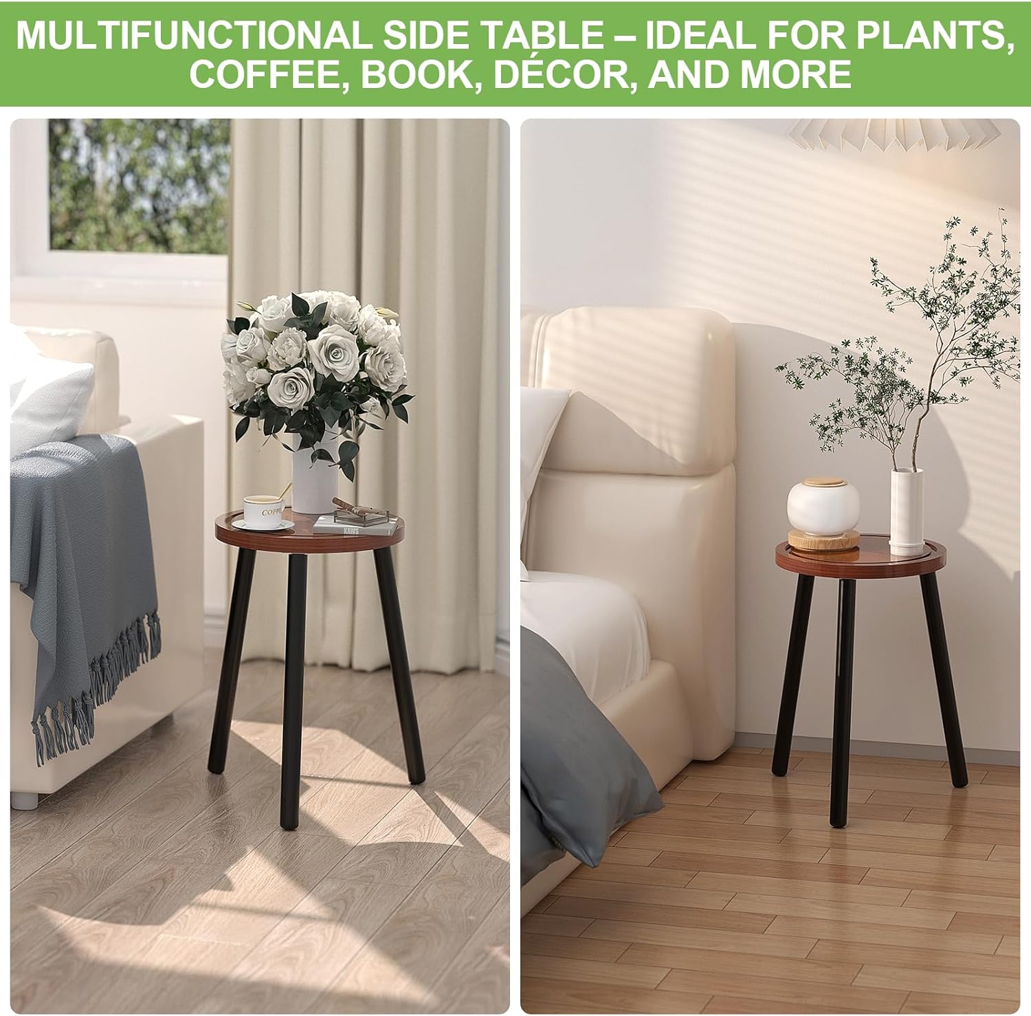 2-Pack Wood Plant Stands Indoor, 16.7" Tall Plant Stand Outdoor Mid-Ce