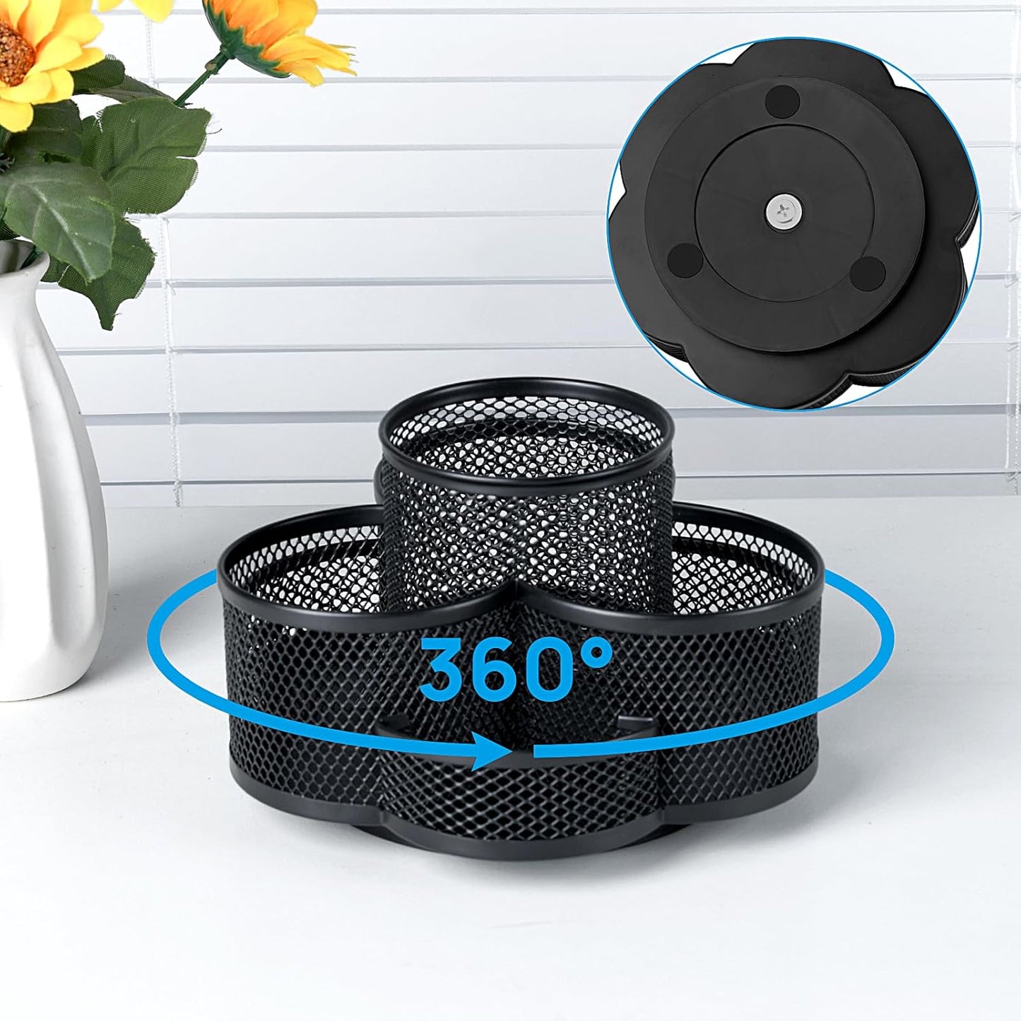 Topwey Pen Holder for Desk, 360 Rotating Pencil Holder, Cup Holder for