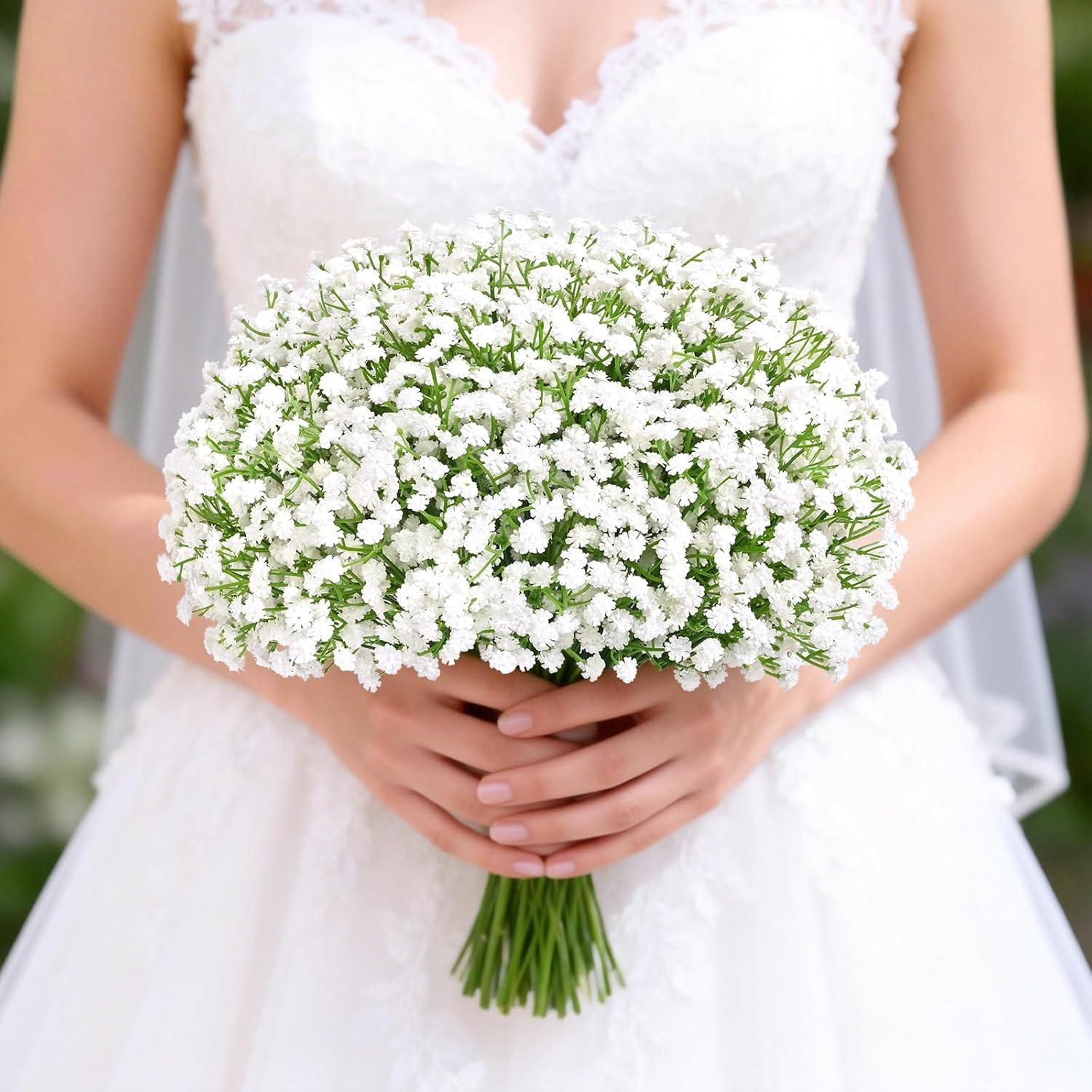 Yastouay Babys Breath Artificial Flowers, 6Pcs Fake White Babys Breath