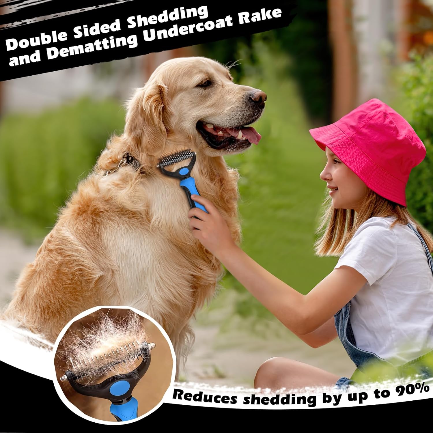 3PCS Self Cleaning Slicker Brush & Pet Grooming Rake & Flea Comb for D