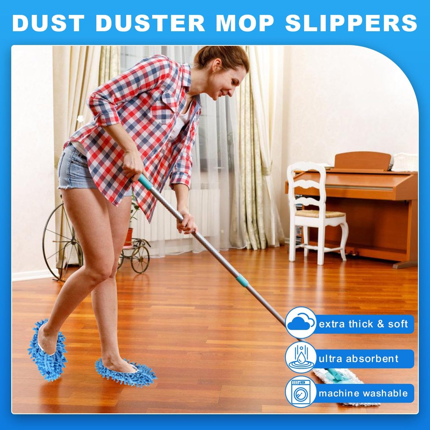 Mop Slippers Shoes 5 Pairs (10 Pieces) - Microfiber Cleaning House Mop