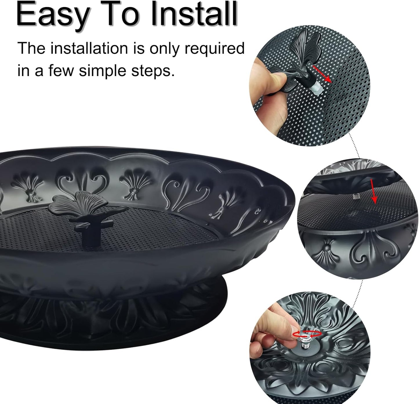 Ground Platform Bird Feeder Tray,11” Metal Large Standing Bird Feeder 