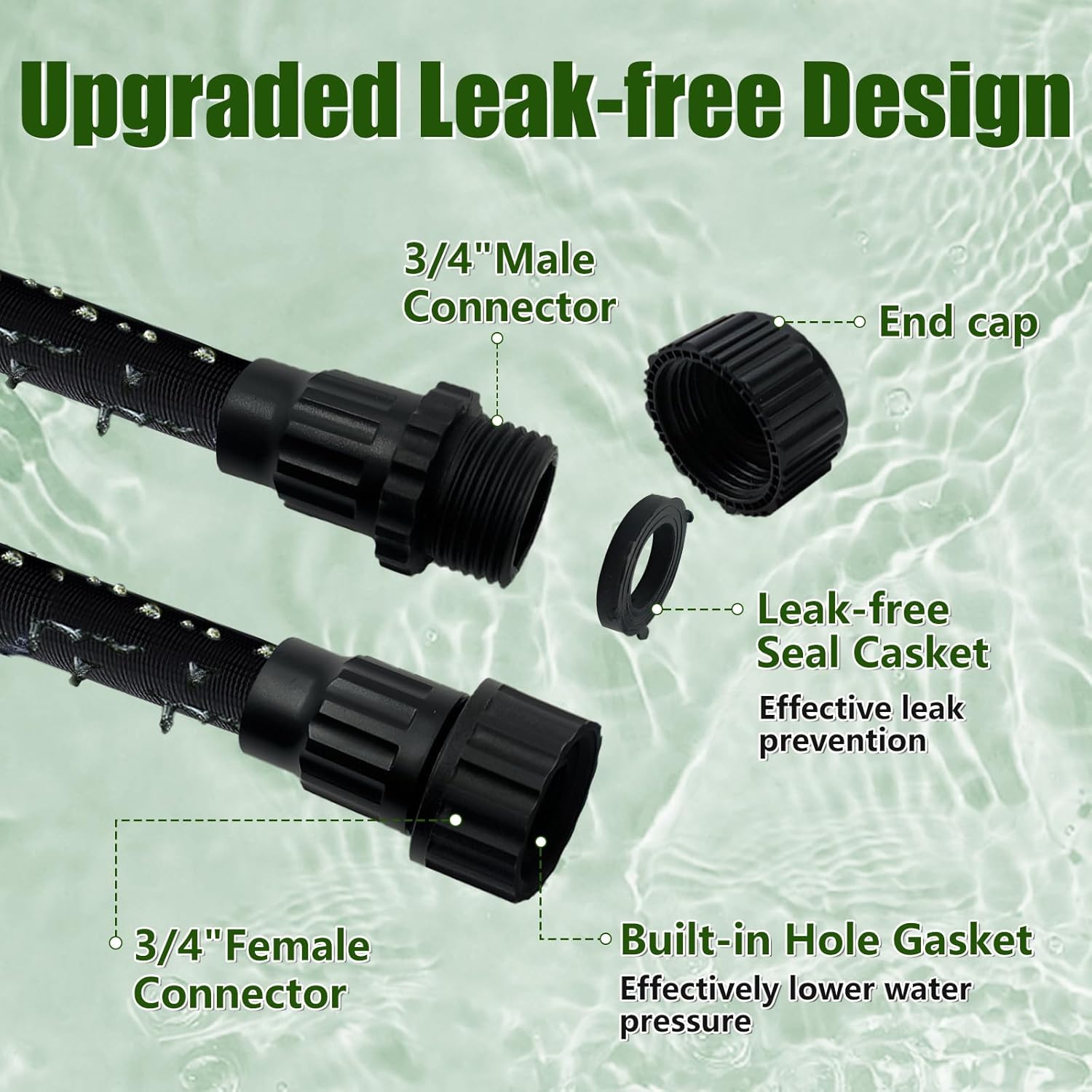 Soaker Hose 100FT, Thickened Flat Soaker Hoses For Garden 100 ft 2 pac