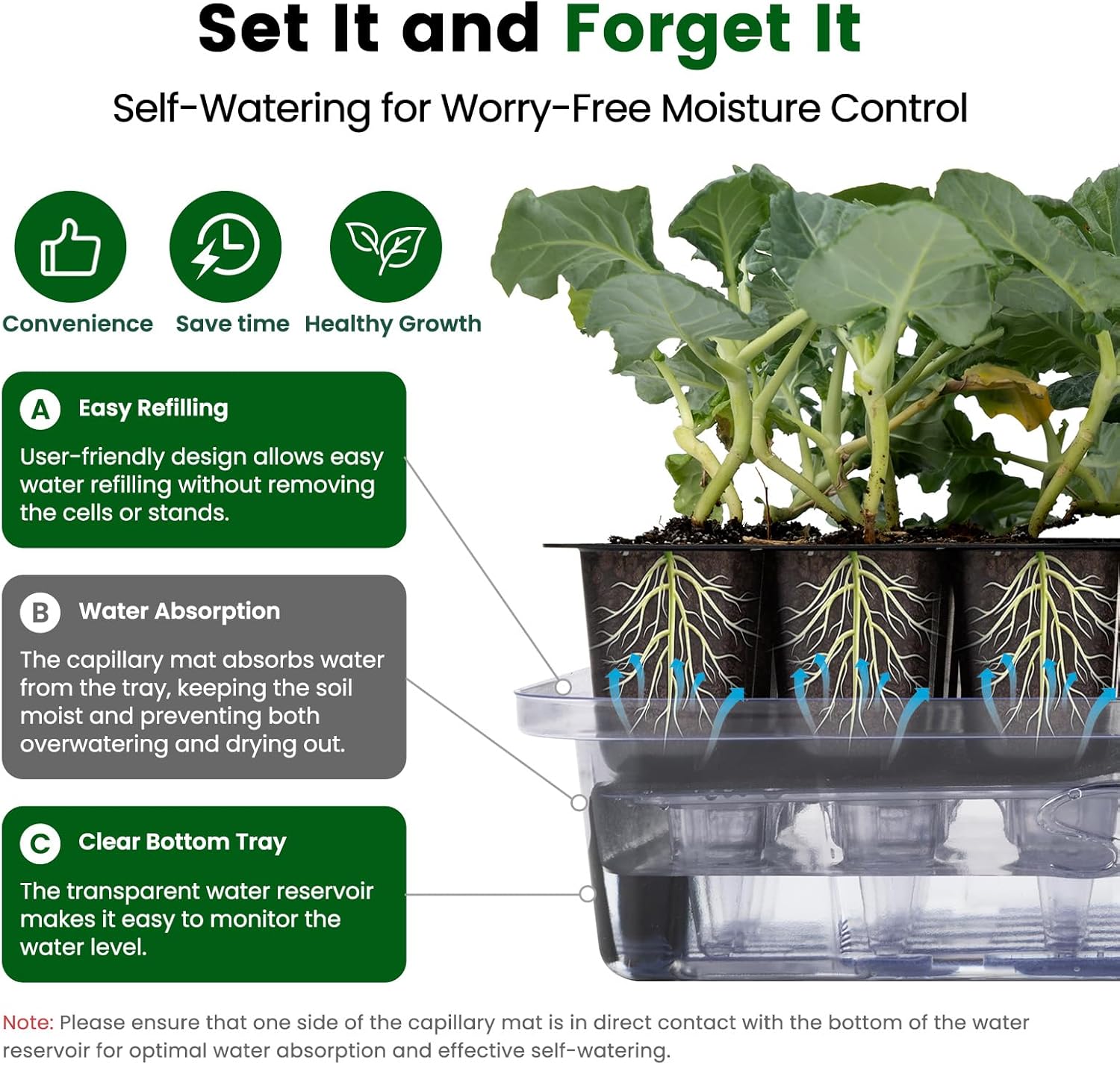 SOLIGT 72 Cell Self Watering Seed Starter Trays with Grow Light, 3 See