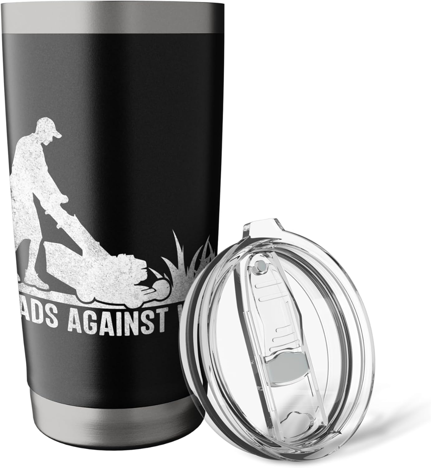 Dads Against Weed Funny Lawn Mowing Yard Work Lawn Mower Stainless Steel Insulated Tumbler
