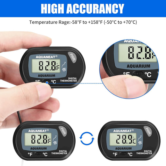 AQUANEAT Aquarium Thermometer, Fish Tank Thermometer, Digital Temperat