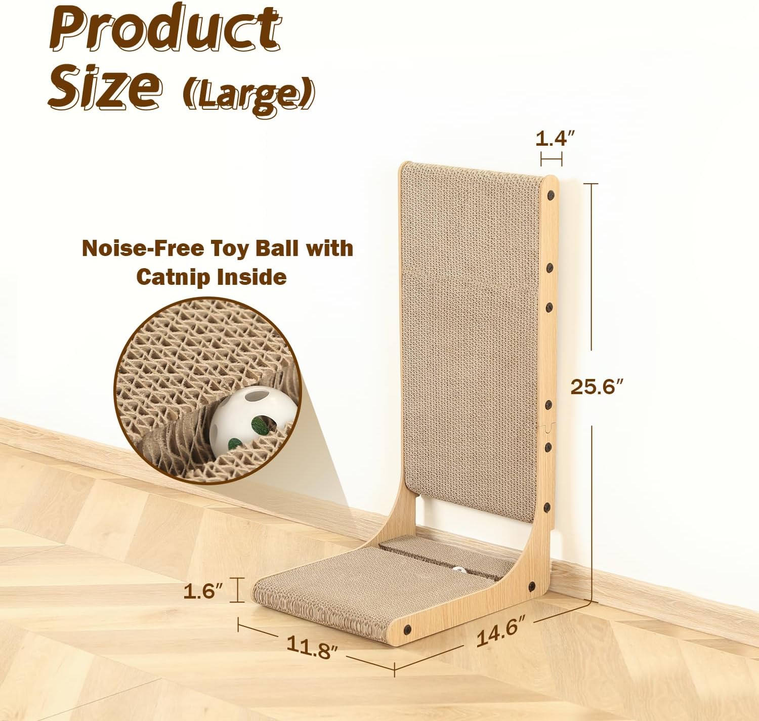 Zakkart 2-Pack Cat Scratching Board, 25.6'' Tall Cardboard L Shape Ver
