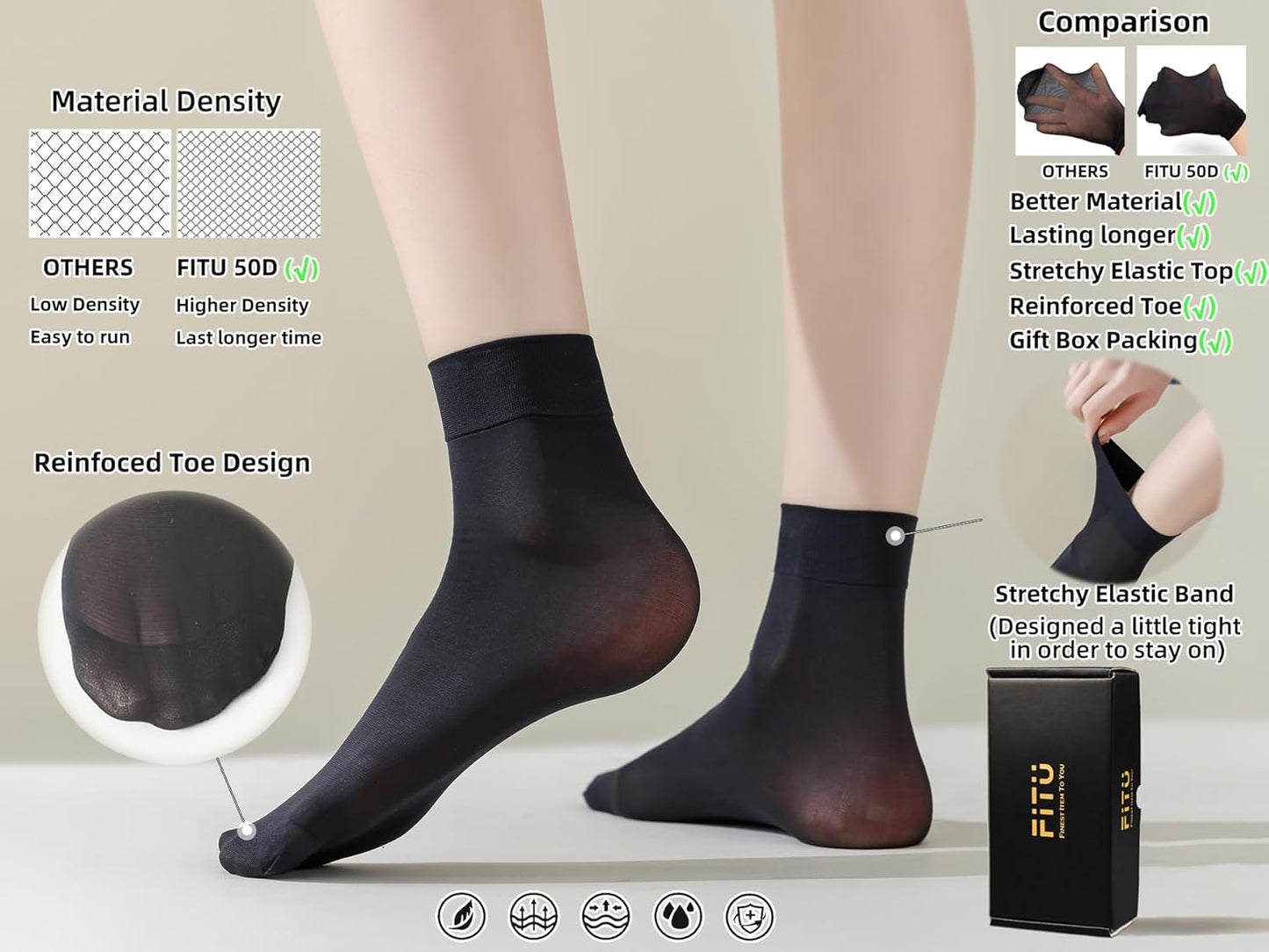 Women's 10-24 Pairs (in Gift Box) Ankle High Sheer Nylon Socks Soft Ti