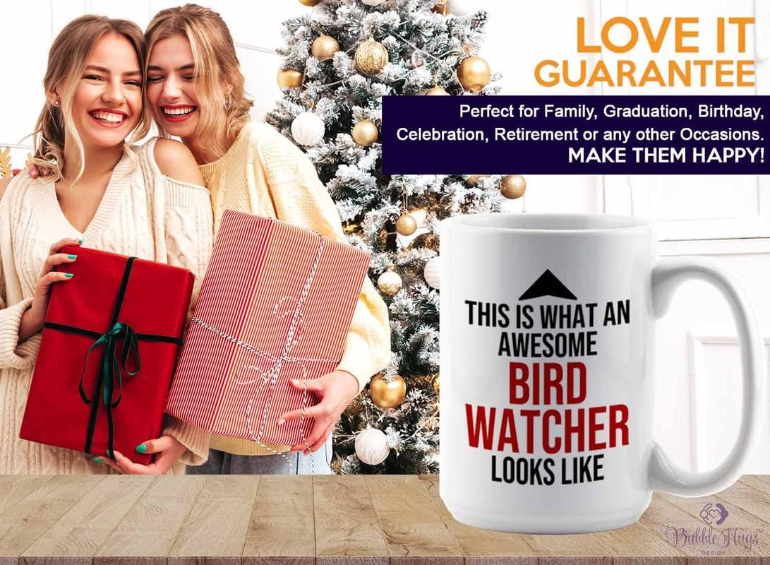 Bird Lover Coffee Mug 15oz White - Awsome bird watcher looks like - Hummingbird Nest Cage Parrot Dad Gardening Outdoor Birdwatcher Feeder