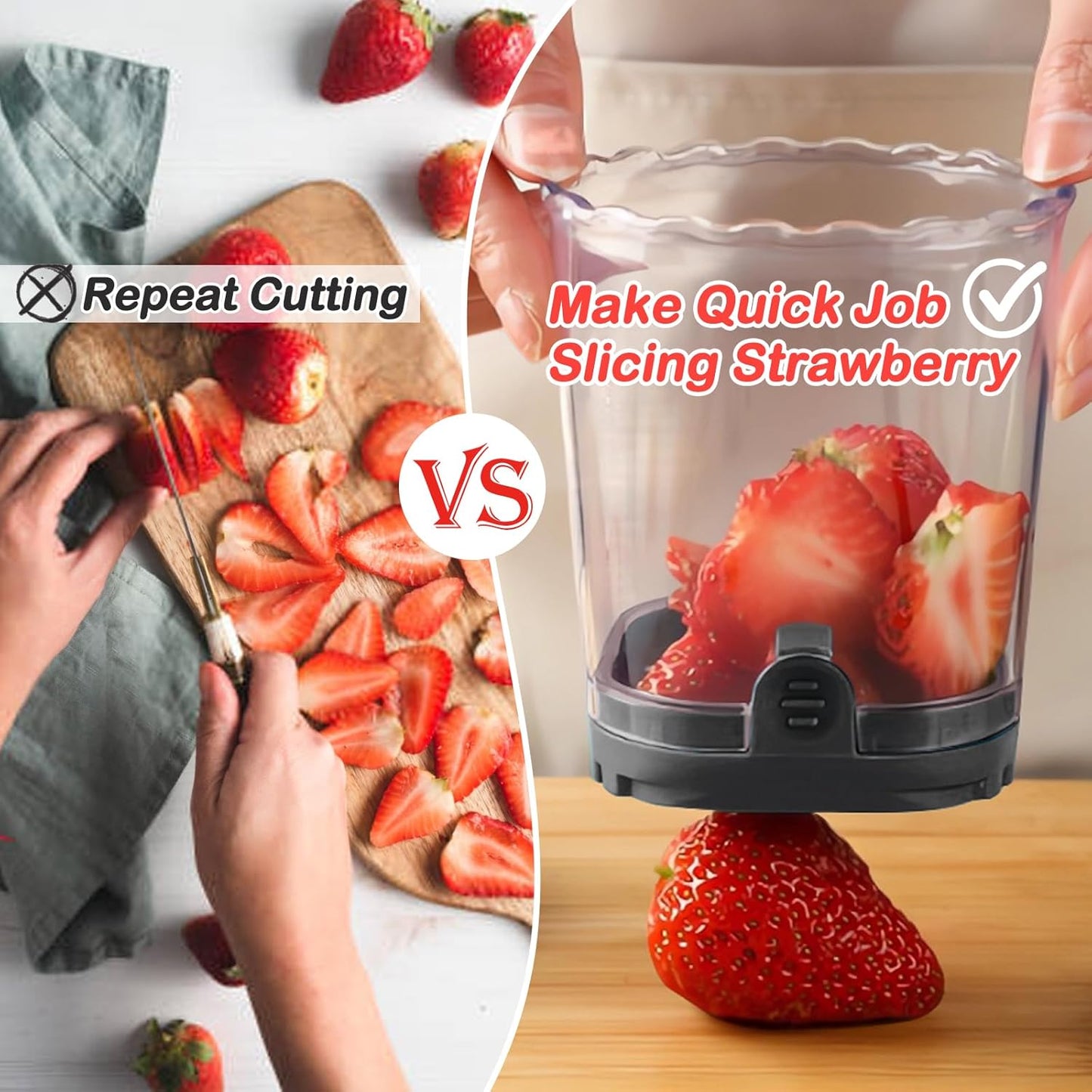 Creative Strawberry & Fruit Slicer - Detachable Cutter with Push Plate (Black)