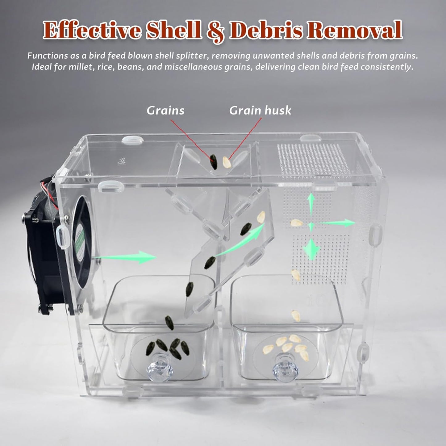 Bird Seed Storage Container with USB Powered Feeder Clear Window Bird Feeder for Outdoors Garden Easy to Clean
