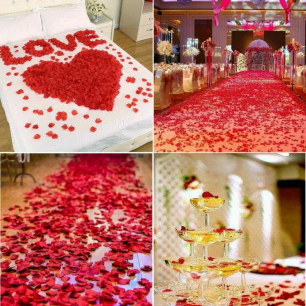 CODE FLORIST 2200 PCS Dark-Red Silk Rose Petals for Romantic Night,Wed