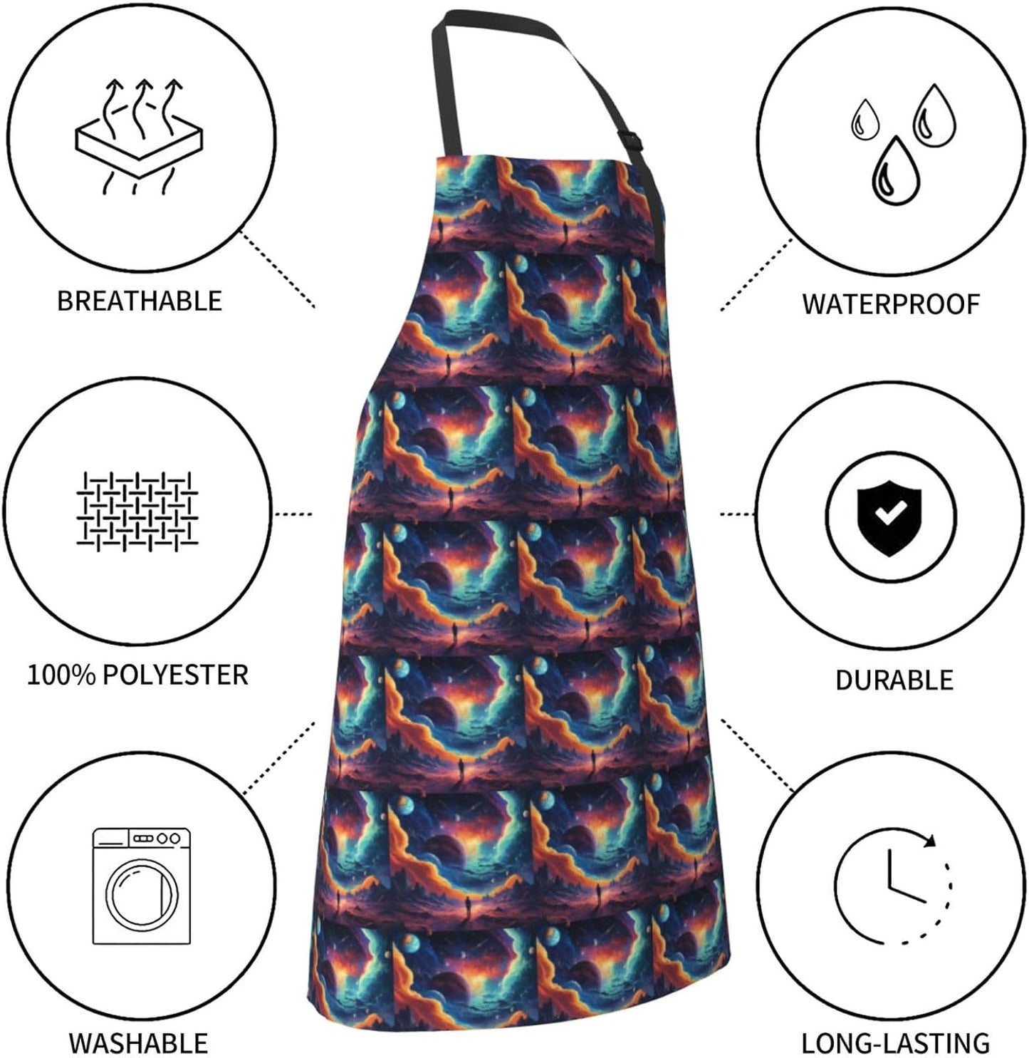 YANYU Galaxy planet Print 28x33 In Kitchen Apron Stylish Chef Apron with Pockets for Cooking Baking Painting