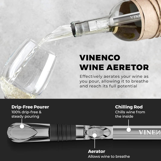 Wine Chiller Set & Chill Rods + Foil Cutter, Stopper, Ebook - Premium 