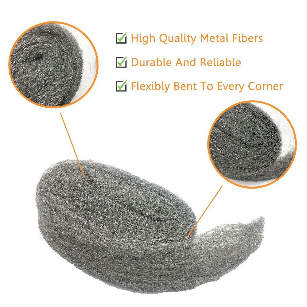 Steel Wool Mice Control, 2 Pack 3" x10 Ft Hole Filler, Gap Blocker, Ba