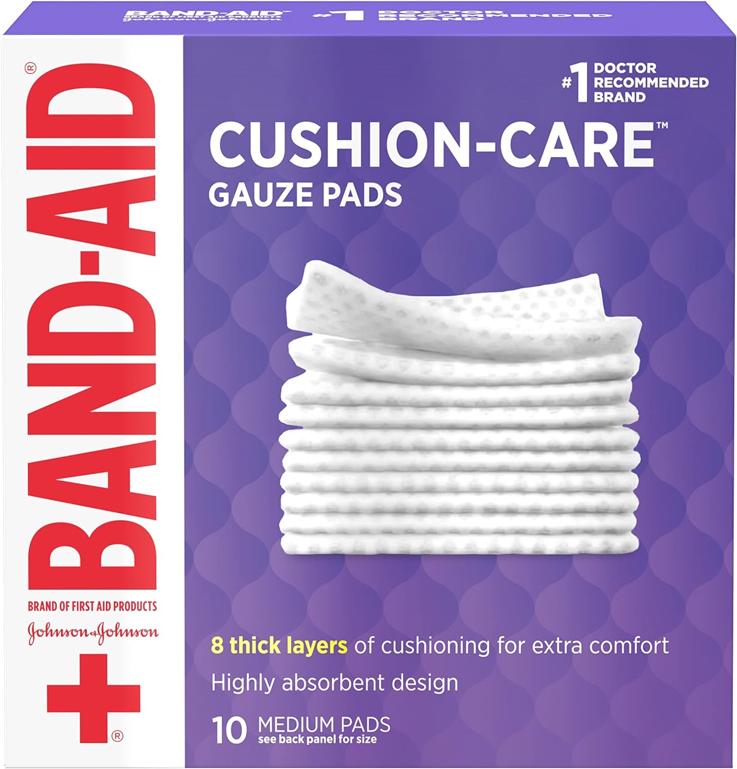 Band-Aid Brand Cushion Care Non-Stick Gauze Pads, Individually-Wrapped